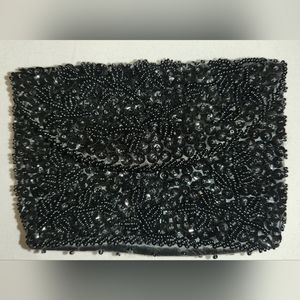 Vintage black beaded coin purse or card holder